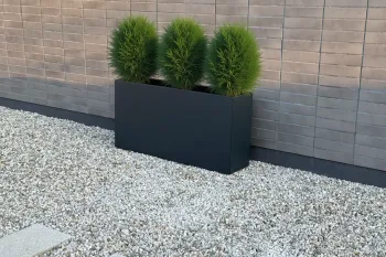 MOderno kovinsko korito za rože v atrancit barvi