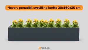 Kovinsko cvetlično korito 30x160x30 cm z rožami