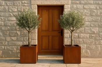 Cvetlično korito Flamula 60x60x60cm - jeklo Corten