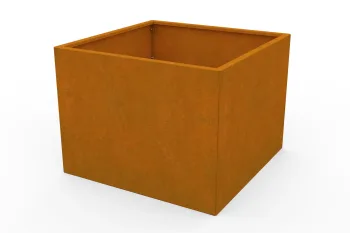Corten cvetlično korito 80x80x60 cm - pogled iz desnega kota