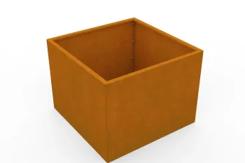 Corten cvetlično korito 80x80x60 cm - pogled iz levega kota