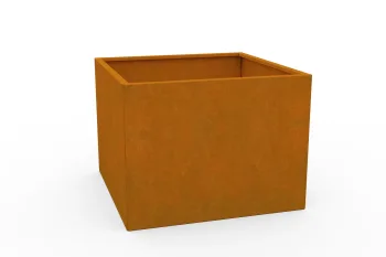 Corten cvetlično korito 80x80x60 cm - stranski perspektivni pogled