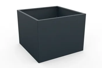 Kovinsko korito za rože v antracit barvi 80x80x60 cm - perspektivni pogled
