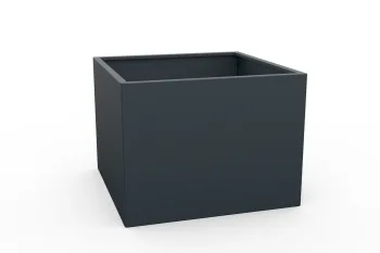 Kovinsko korito za rože v antracit barvi 80x80x60 cm - stranski perspektivni pogled