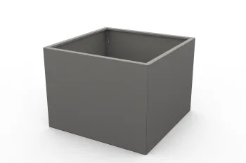 Cvetlično korito 80x80x60 cm RAL9007 FS - pogled iz desnega kota