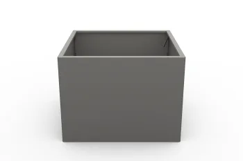 Cvetlično korito 80x80x60 cm RAL9007 FS - čelni pogled z odprto notranjostjo