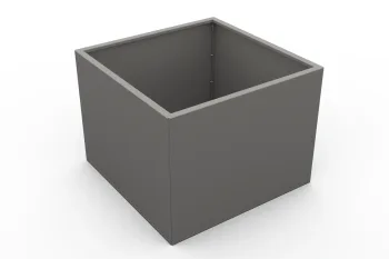 Cvetlično korito 80x80x60 cm RAL9007 FS - stranski perspektivni pogled