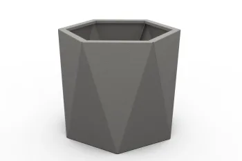 Cvetlično korito HX 50x50 cm RAL 9007 FS v sivi barvi, pogled od spredaj