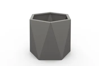 Cvetlično korito HX 50x50 cm RAL 9007 FS, prikaz šestkotne oblike iz drugega kota