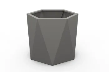 Cvetlično korito HX 50x50 cm RAL 9007 FS s poudarjeno sprednjo geometrijsko površino