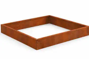 Kvadratni okvir iz Corten jekla, sestavljen iz modularnih robnikov višine 15 cm